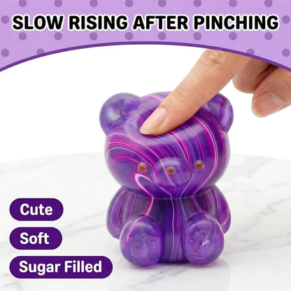 4 Pack Bear Squishy Toys, 3 Inch Durable Slow Rising Stress Relief Sensory Squeeze Toys for Adults and Kids, Birthday Gifts, Party Favors, Classroom Prizes