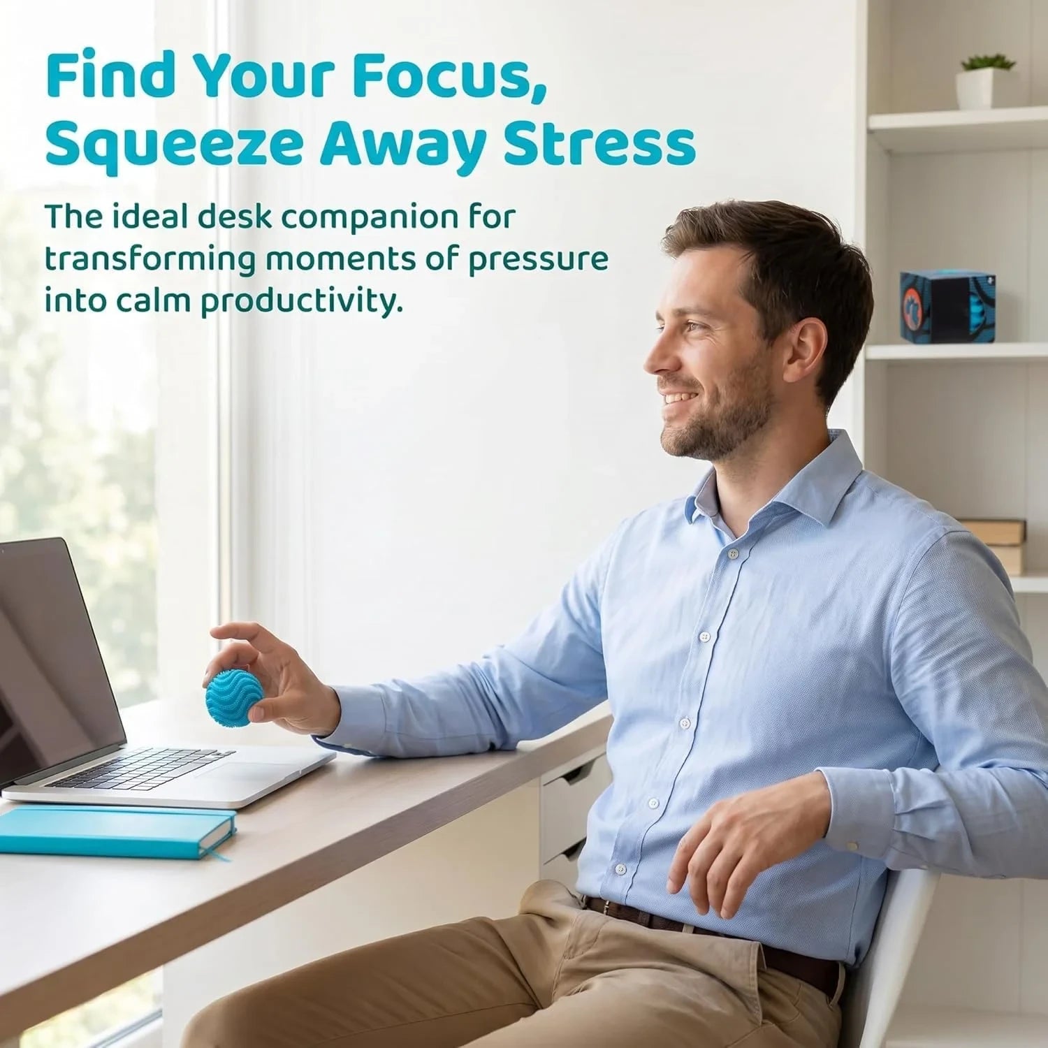 Fuzz Ball Squishy Stress Ball, Stress Fun Desk Fuzz Squeeze Ball, Plush Squeeze Ball for Desktop (Blue)