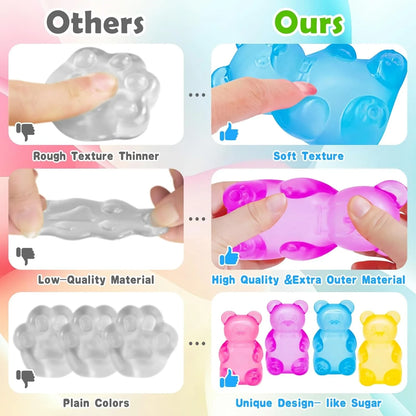 Fidget Toys Gummy Bear , Stress Cube Squishies Anxiety Stress Relief, Ice Squishy Stress Cube-Drop Malt Sugar Balls, Sensory Ball for Kids with Autism (Purple, 1)