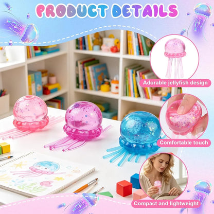 Jellyfish Squishy, Jellyfish Design Squeeze Stress Ball,Squeeze Toys for Anxiety and Stress Relief, Party, Gifts (Purple)