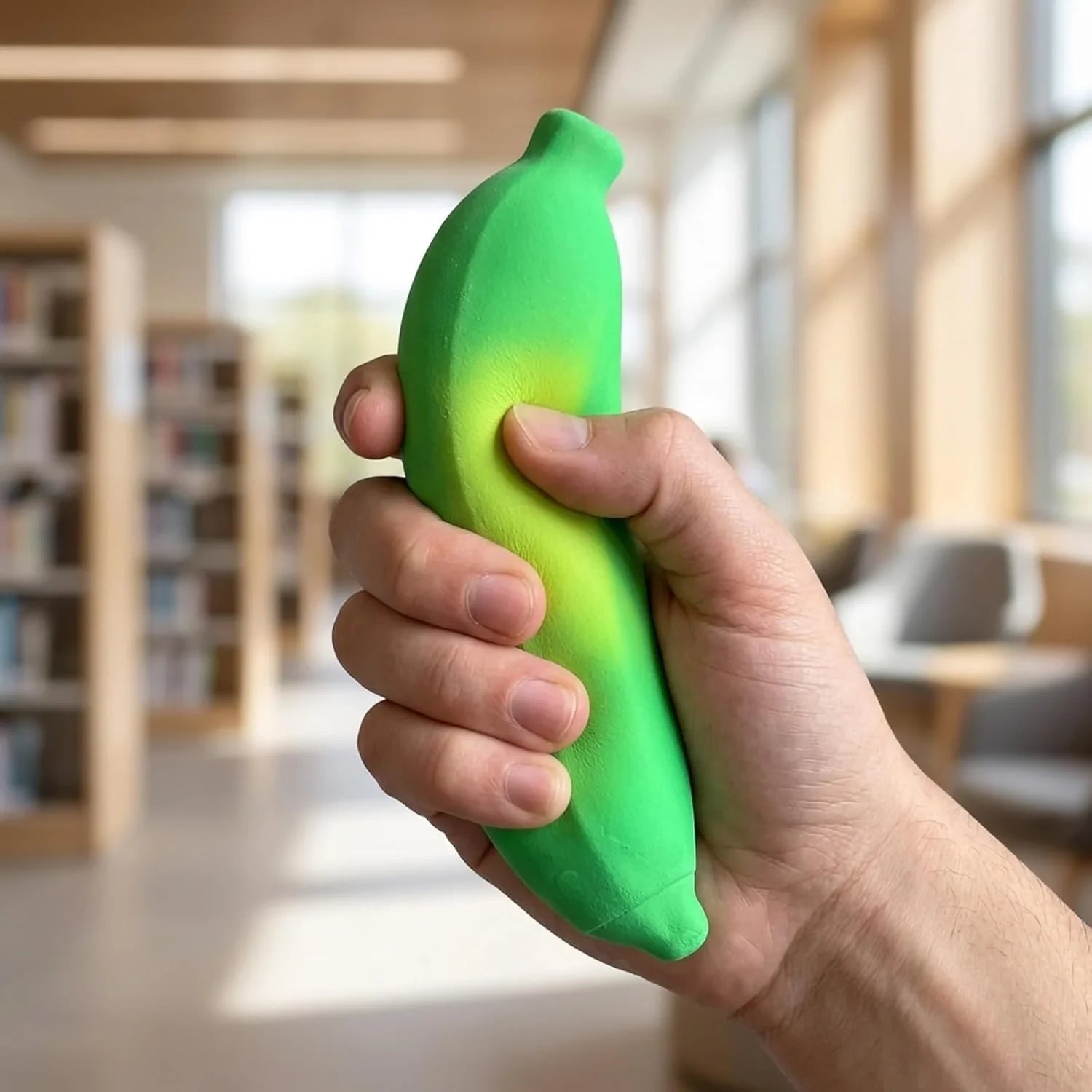 2 PCS Banana Squishy Set, Temperature-Sensitive Color Changes from Green to Yellow，Squishy Banana with Thermo-Responsive Surface for Desk Display and Everyday Handling