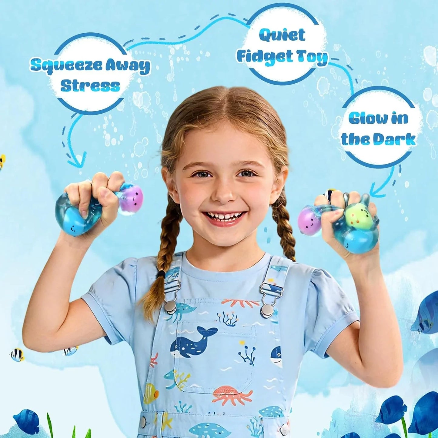 Squishy Fidget Toys Stress Cube, 3 Pack Mini Glow in The Dark Ice Cube, High Density Malt Sugar Filled Squeeze Square for Kids Adults, Quiet Fidgets for Classroom Student, Anxiety Relief Item