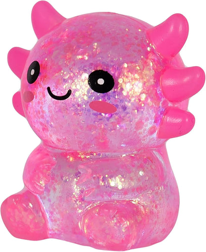 Axolotl Squishy Stress Toy – Cute Sitting Axolotl Fidget Toy Soft Squeeze Sensory Toy for Kids & Adults, Anxiety Relief Desk Toy, Party Favor (Pink)