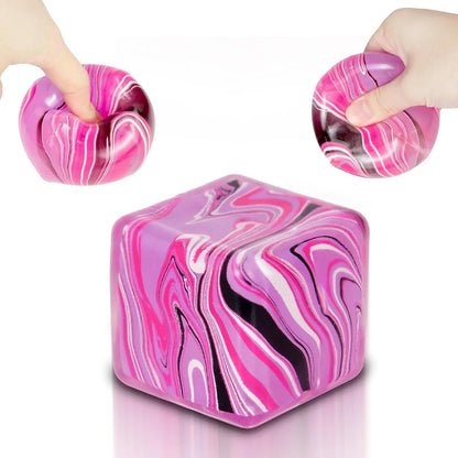 Squishy Fidget Toys Stress Cube, 1.97"*1.97" Stress Balls for Kids Adults Stress Relief, Ice Squishy Cube Sugar Balls, Sensory Toys for Kids with Autism an danxiety Disorder(Pink)